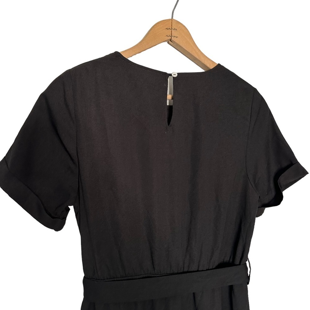 Polagram | Black Short Sleeve Faux Wrap Maxi Dress Size Medium - Picture 5 of 7
